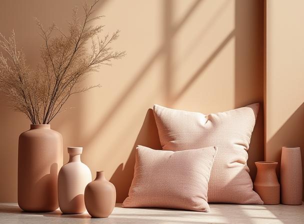 Stylish Aakriti Living home decor items like cushions and vases.